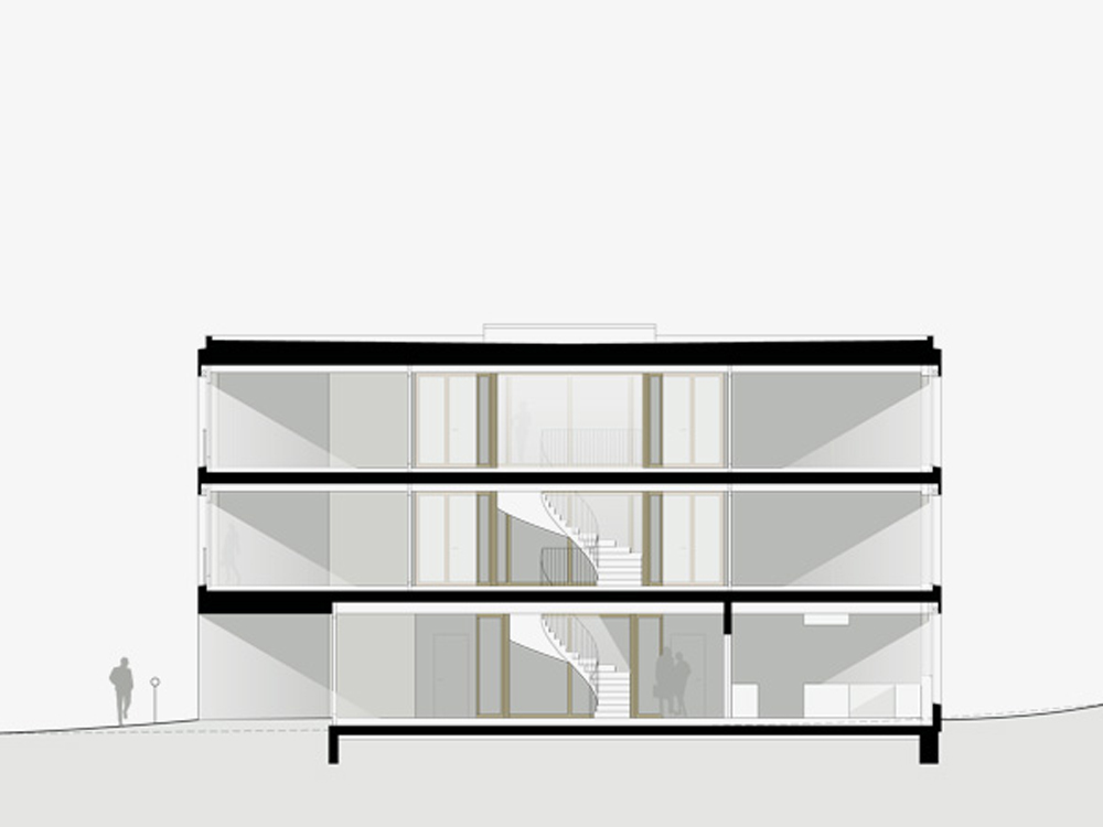 Wettbewerb Neubau Tagesbetreuung St.Gallen Architektur Schnitt 