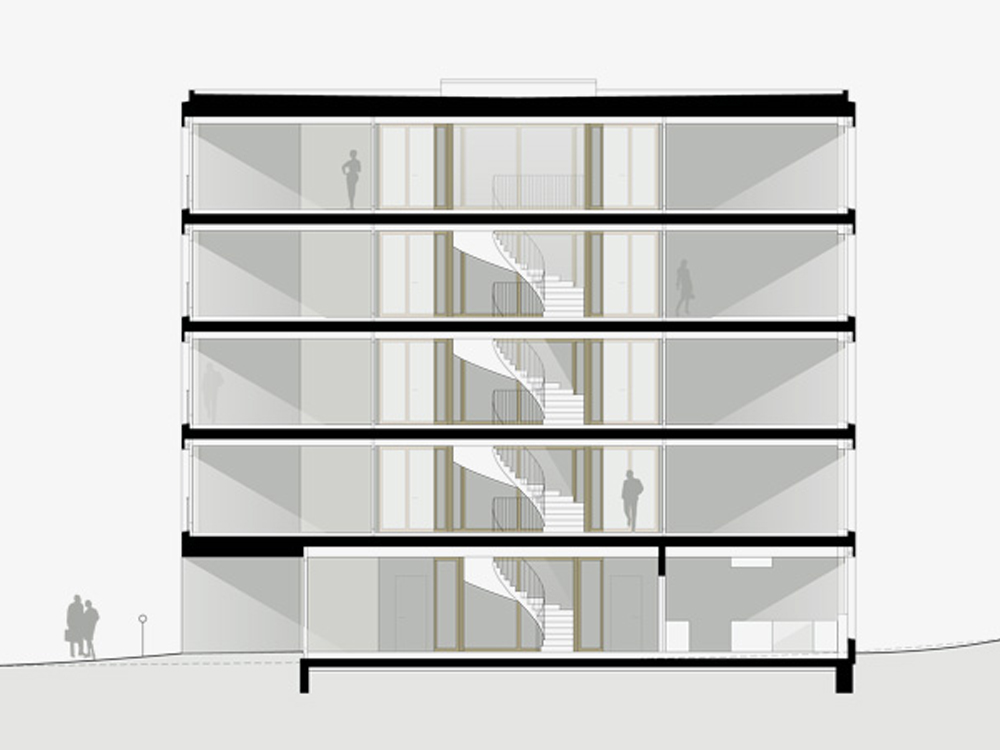 Wettbewerb Neubau Tagesbetreuung St.Gallen Architektur Schnitt